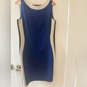 Lauren Ralph Lauren Blue and Cream Midi Dress